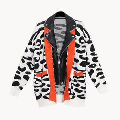 Knit and Faux Leather Patchwork Sweater