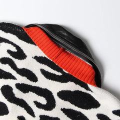 Knit and Faux Leather Patchwork Sweater