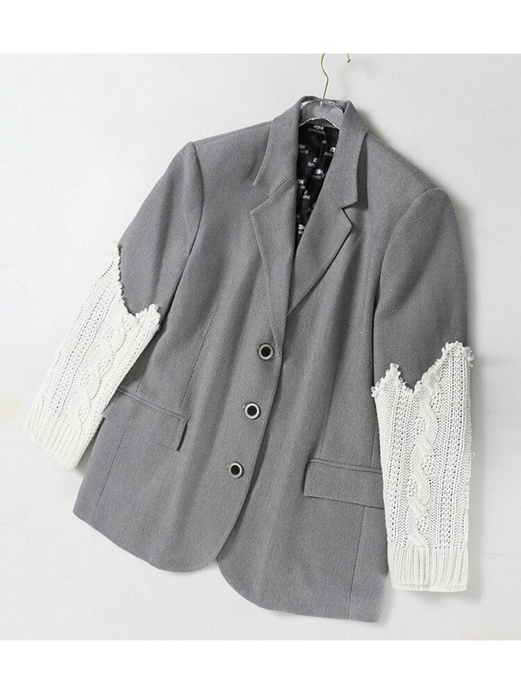 Knit Contrast Blazer