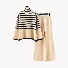 Knit Turtleneck Sweater Wide-Leg Pants Set