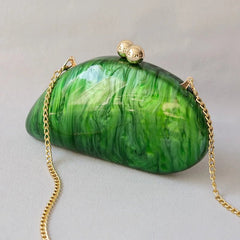 Marbled Green Shell Clutch Bag