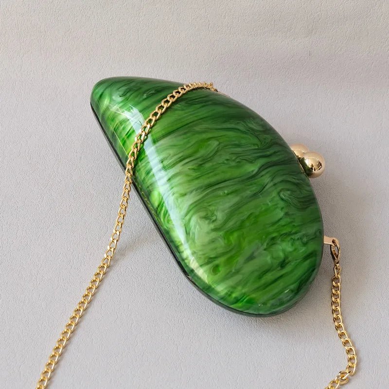 Marbled Green Shell Clutch Bag