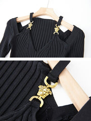 Metal Bucle Knit Dress