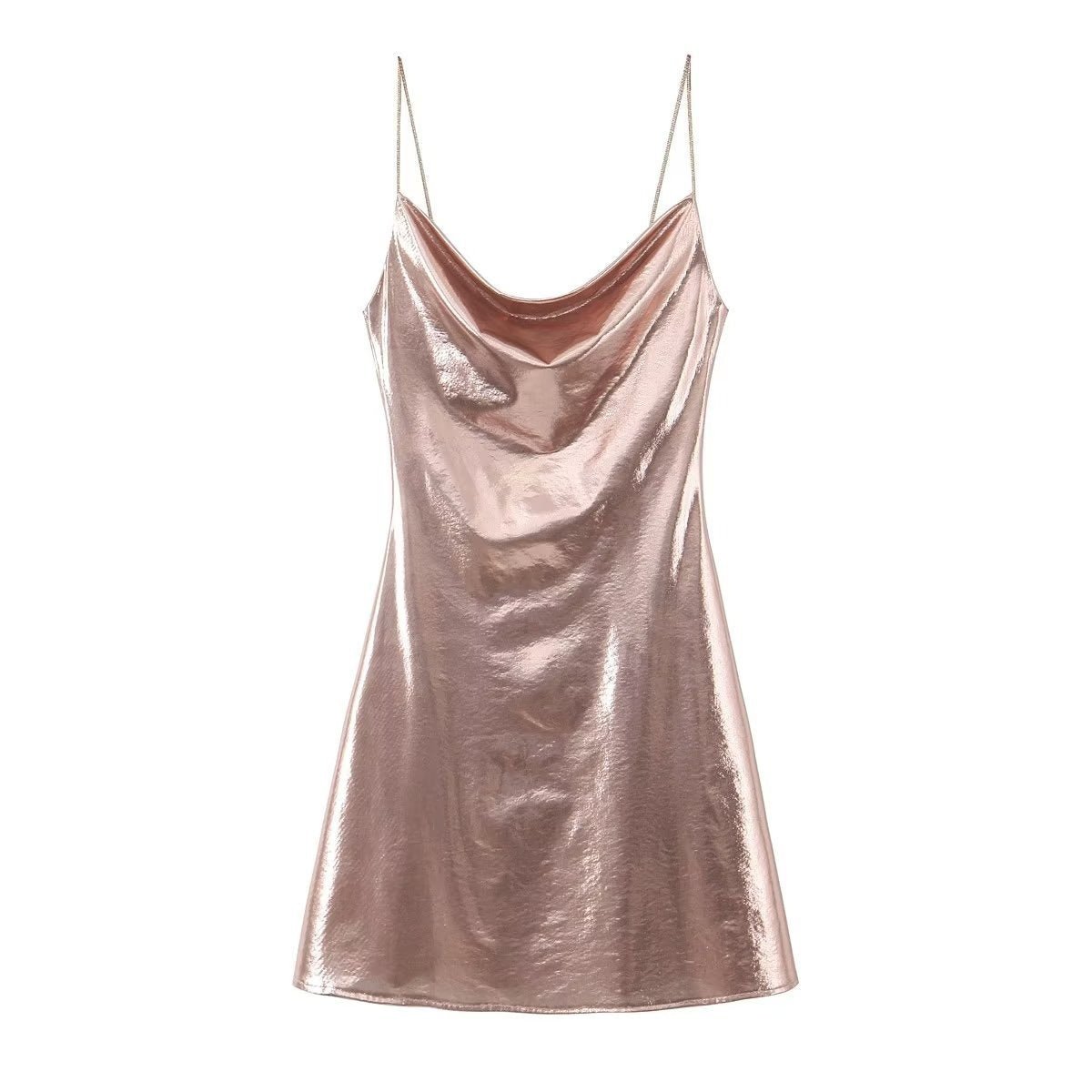 Metallic Backless Midi Dress