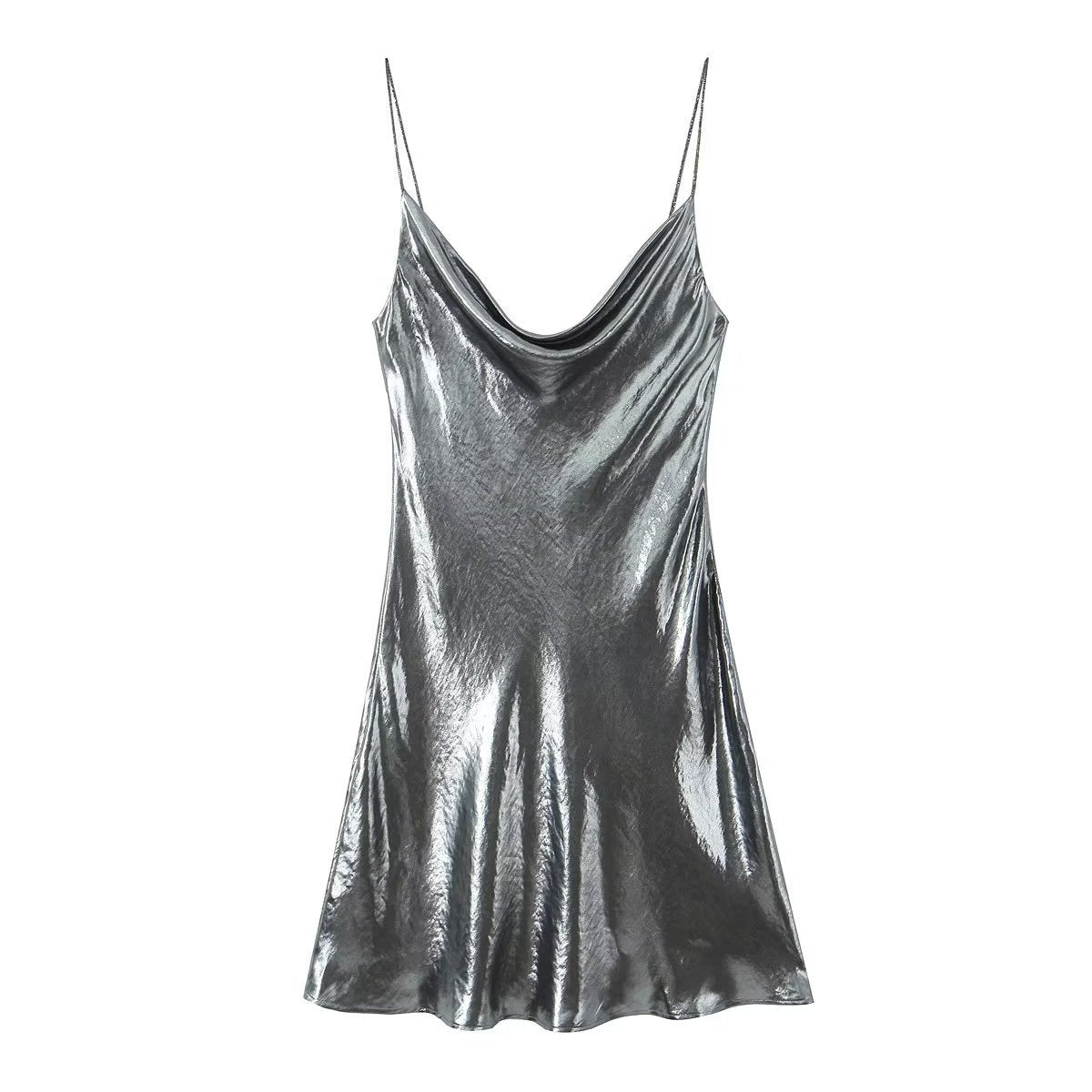 Metallic Backless Midi Dress