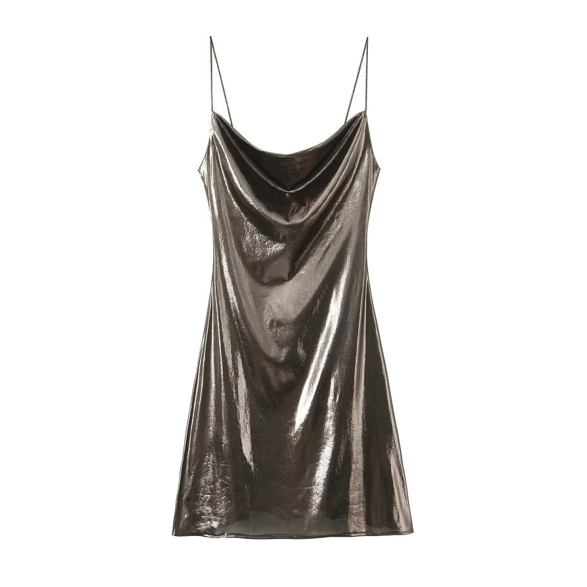 Metallic Backless Midi Dress