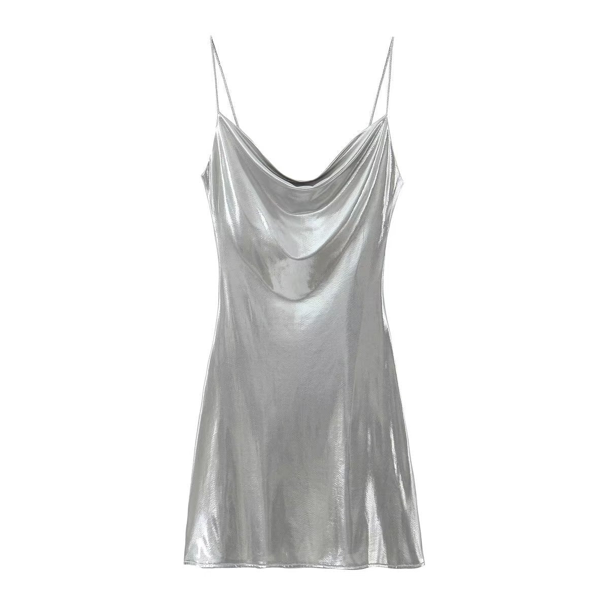 Metallic Backless Midi Dress