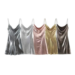 Metallic Backless Midi Dress