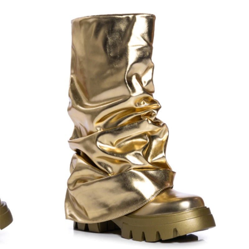 Metallic Slip On Boots