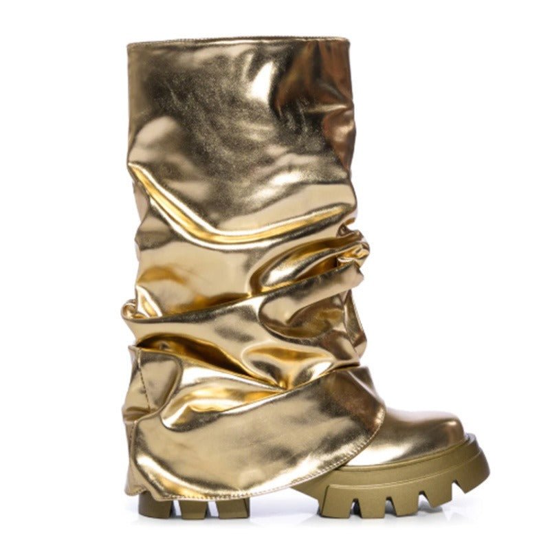 Metallic Slip On Boots