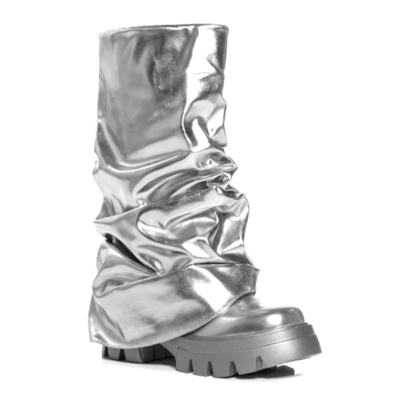 Metallic Slip On Boots