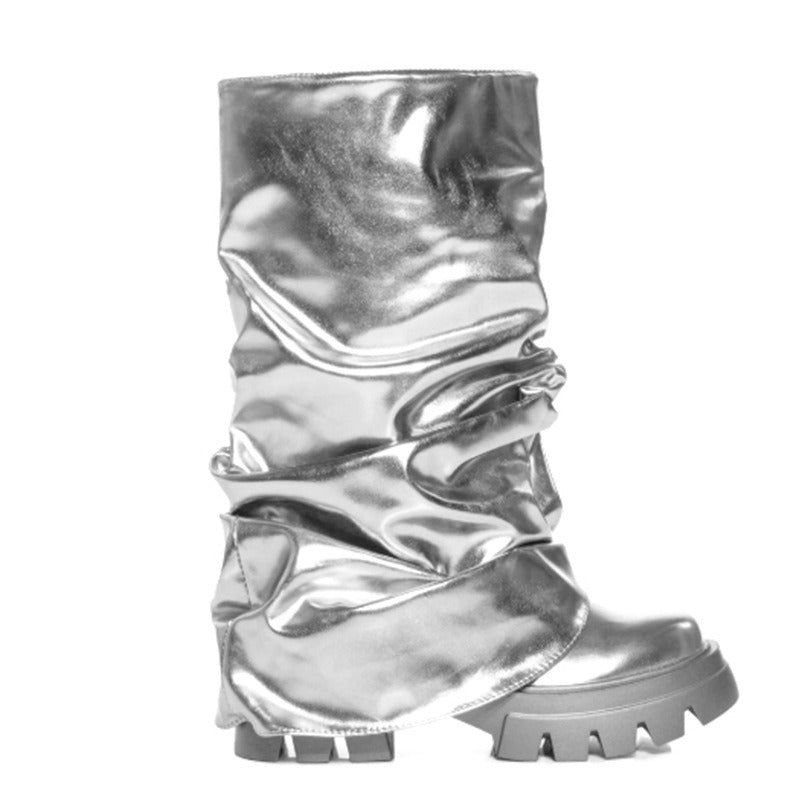 Metallic Slip On Boots