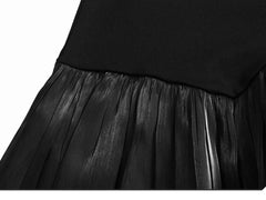 Mid-Calf Pleated Cuffs Hem Dress