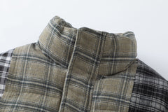 Mixed Plaid Turtleneck Padded Jacket