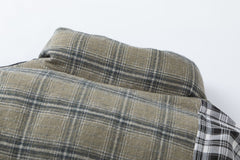 Mixed Plaid Turtleneck Padded Jacket