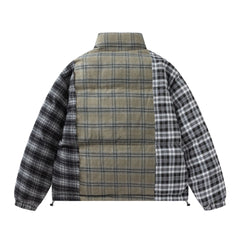Mixed Plaid Turtleneck Padded Jacket