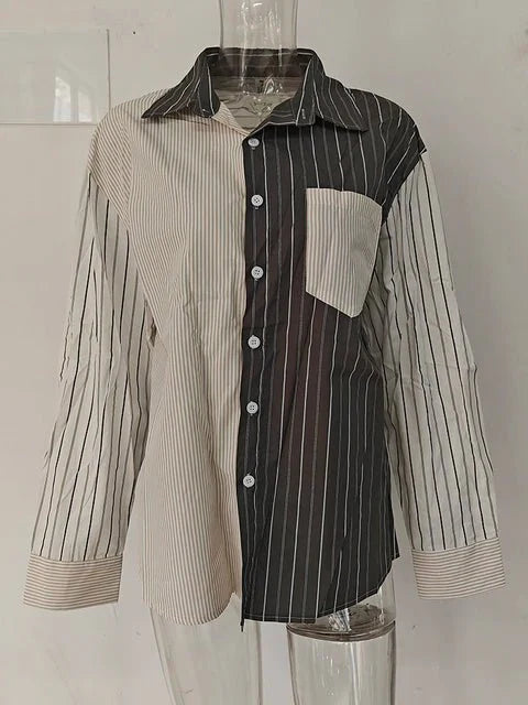 Mixed Stripes Single Breasted Shirt