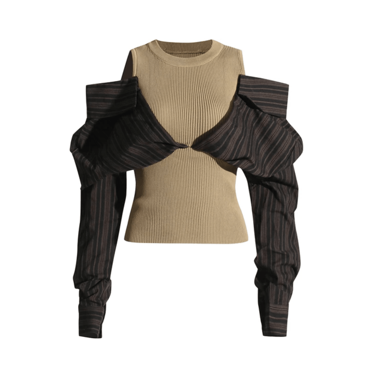 Mock 2-Piece Ribbed Top