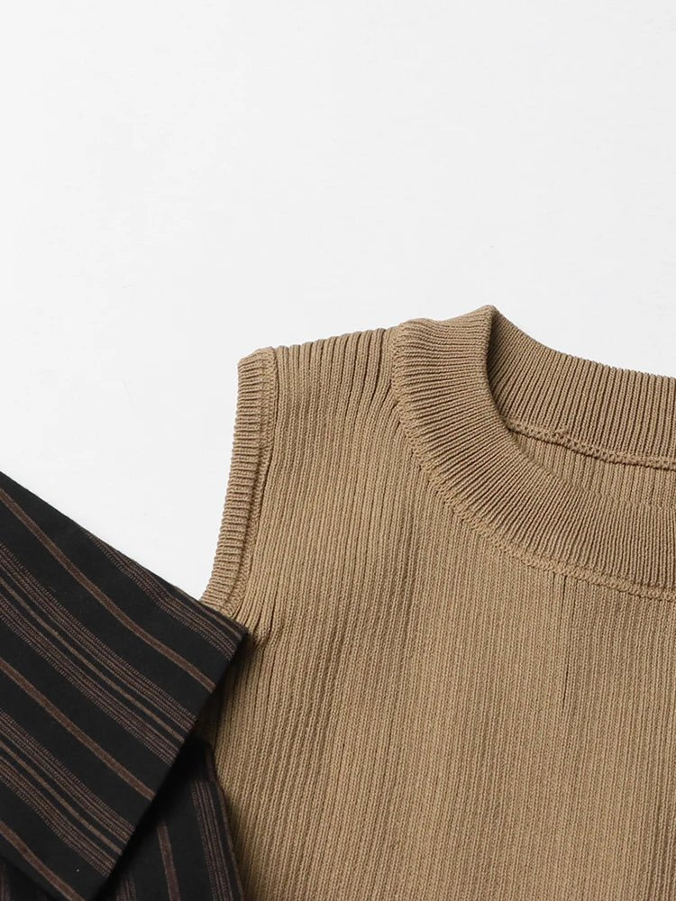 Mock 2-Piece Ribbed Top
