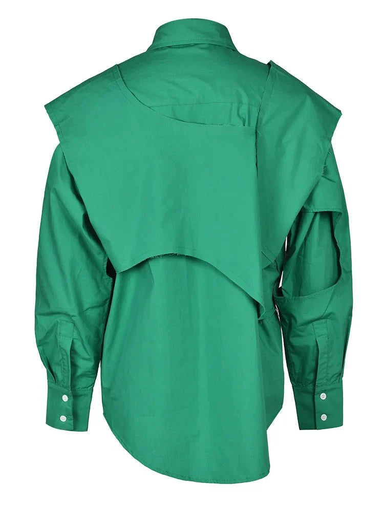 Mock Two-Piece Green Shirt