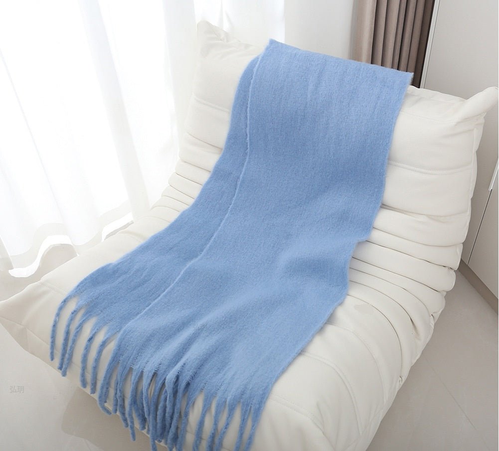 Mohair Braided Tassel Thick Scarf