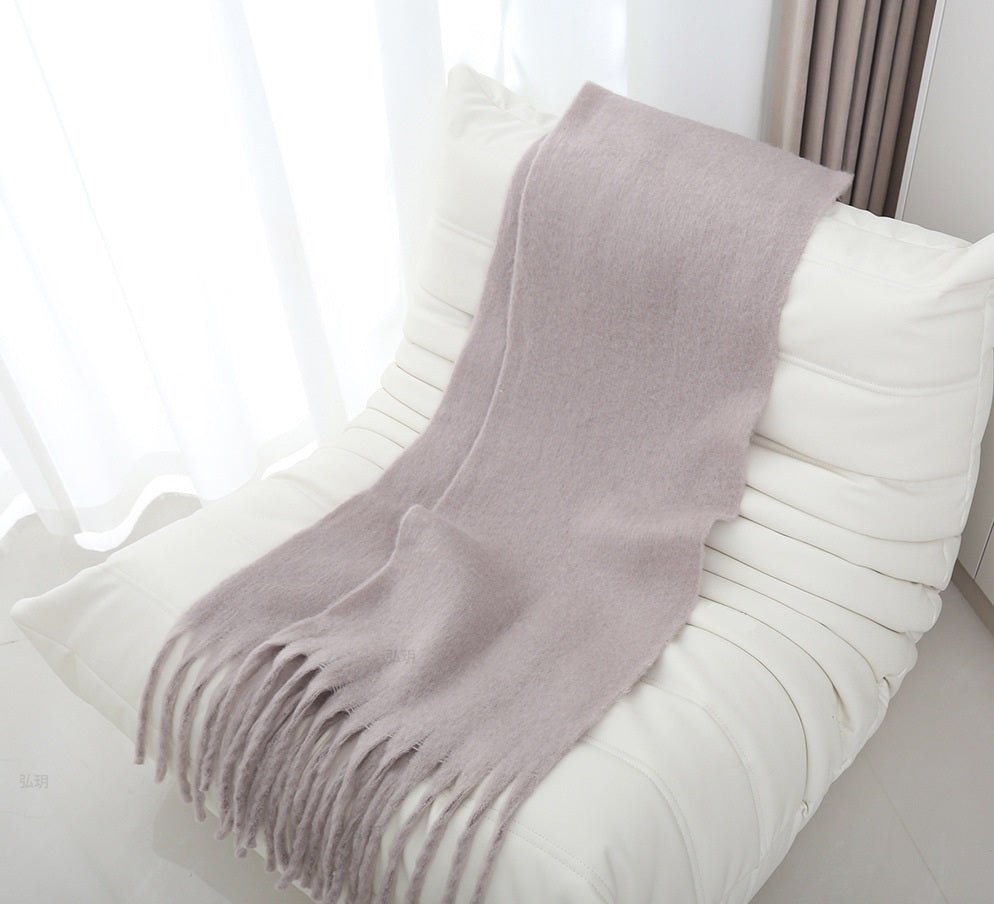 Mohair Braided Tassel Thick Scarf