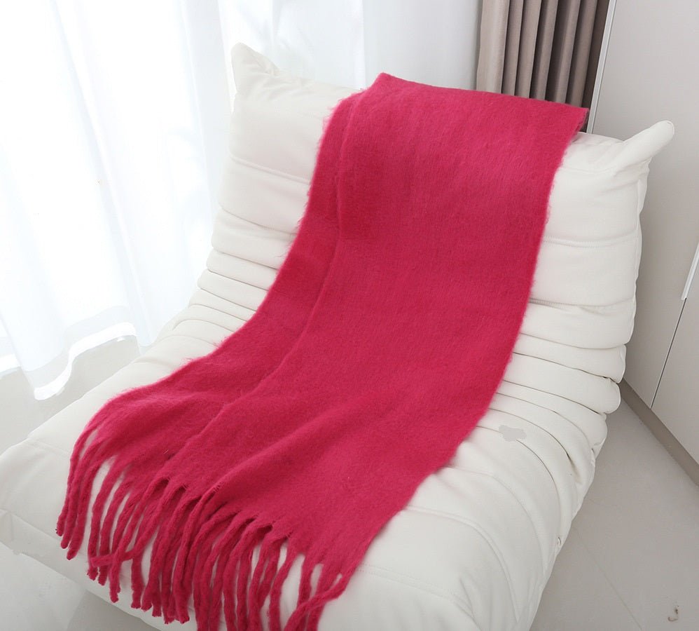 Mohair Braided Tassel Thick Scarf