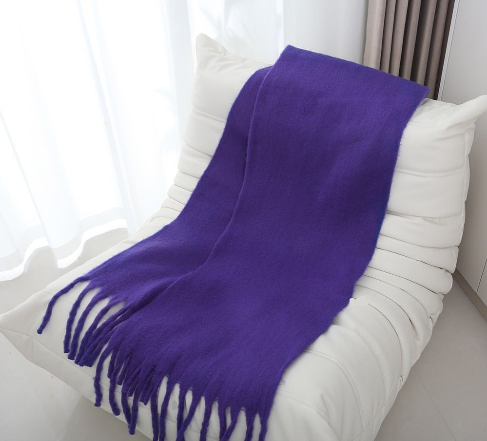 Mohair Braided Tassel Thick Scarf