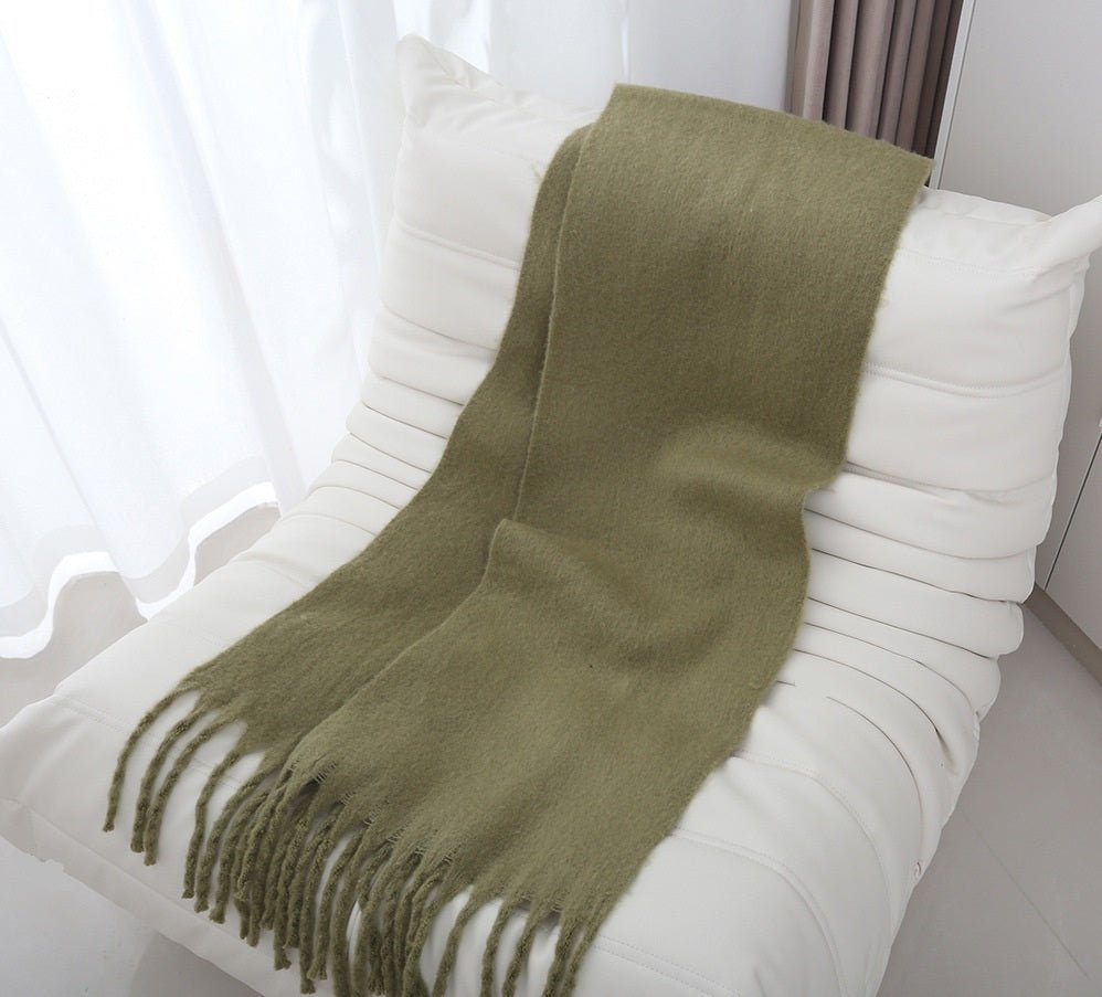 Mohair Braided Tassel Thick Scarf