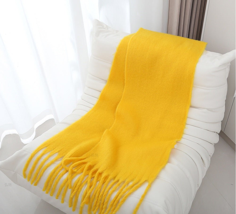 Mohair Braided Tassel Thick Scarf