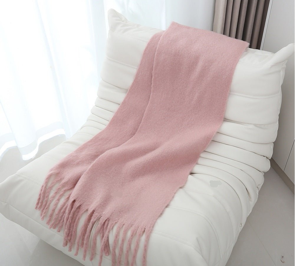 Mohair Braided Tassel Thick Scarf