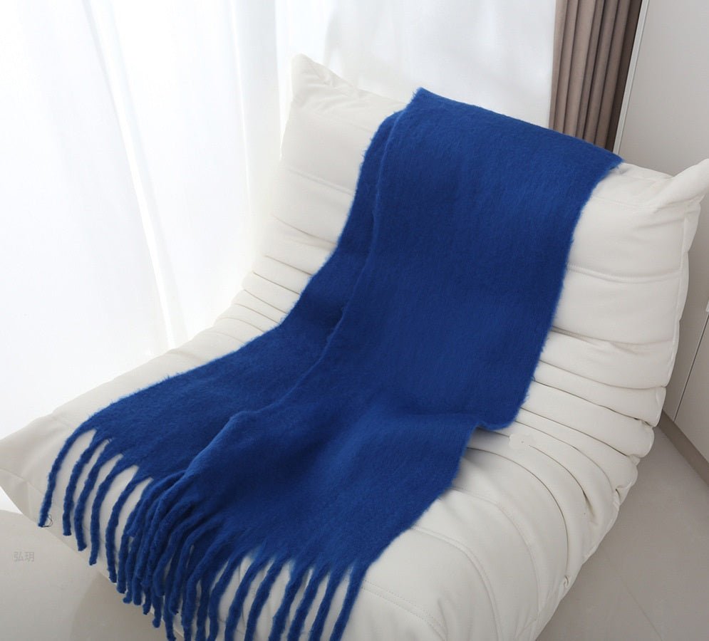 Mohair Braided Tassel Thick Scarf