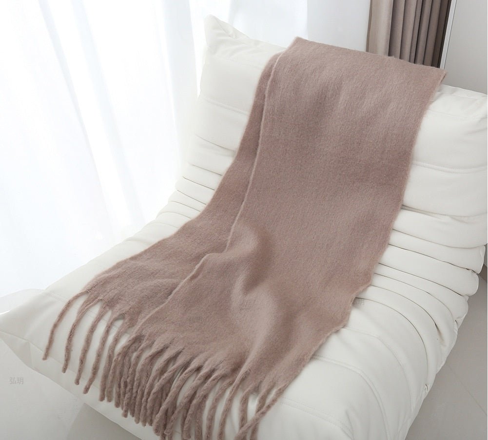 Mohair Braided Tassel Thick Scarf