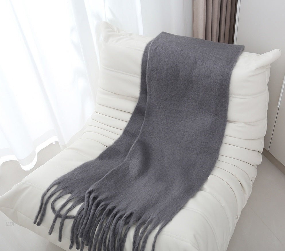 Mohair Braided Tassel Thick Scarf