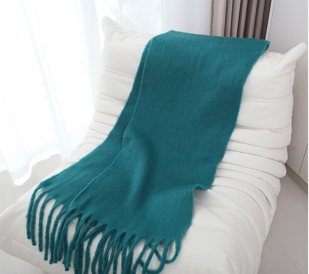 Mohair Braided Tassel Thick Scarf