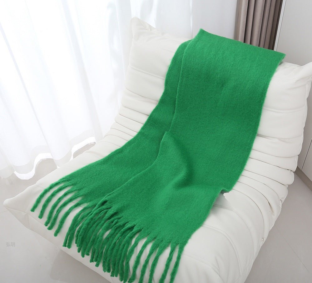 Mohair Braided Tassel Thick Scarf