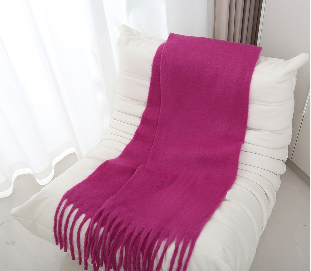 Mohair Braided Tassel Thick Scarf