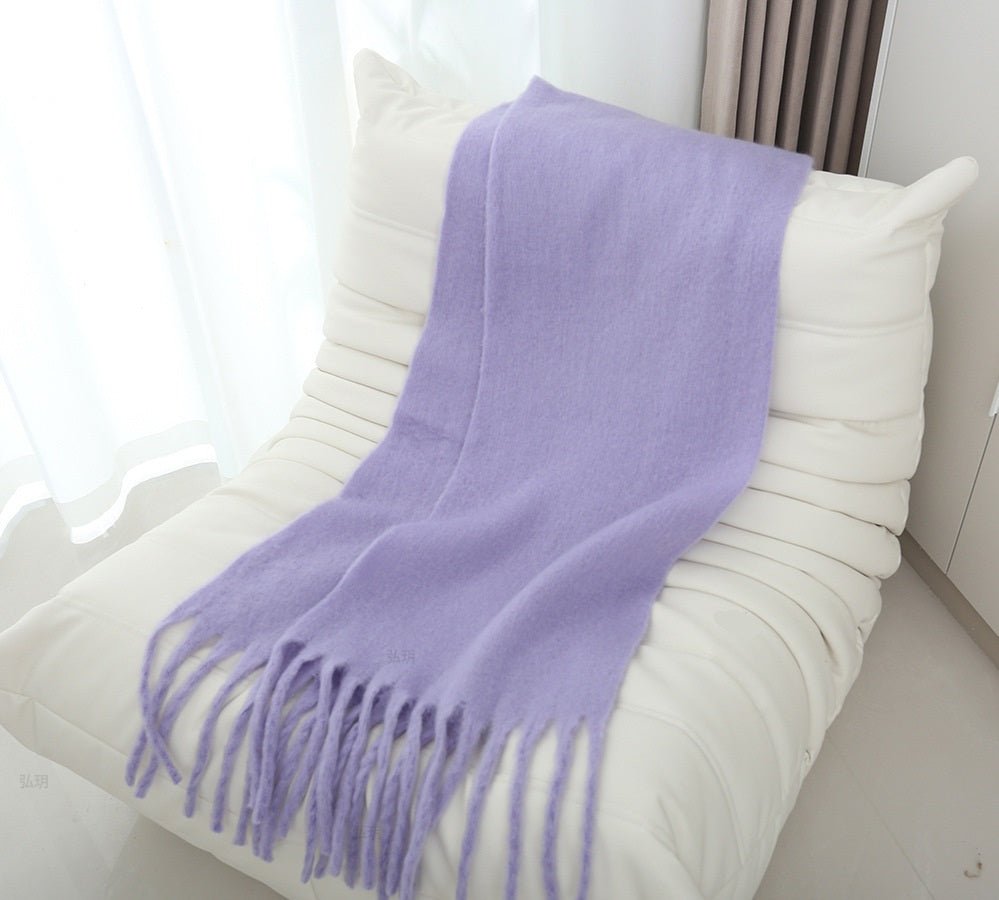 Mohair Braided Tassel Thick Scarf