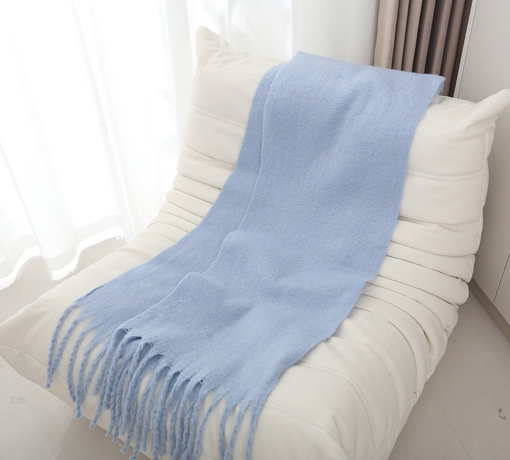 Mohair Braided Tassel Thick Scarf