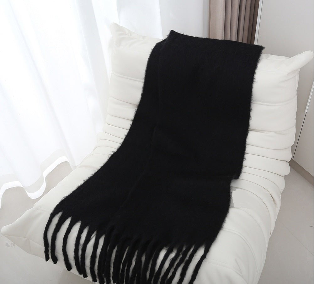 Mohair Braided Tassel Thick Scarf