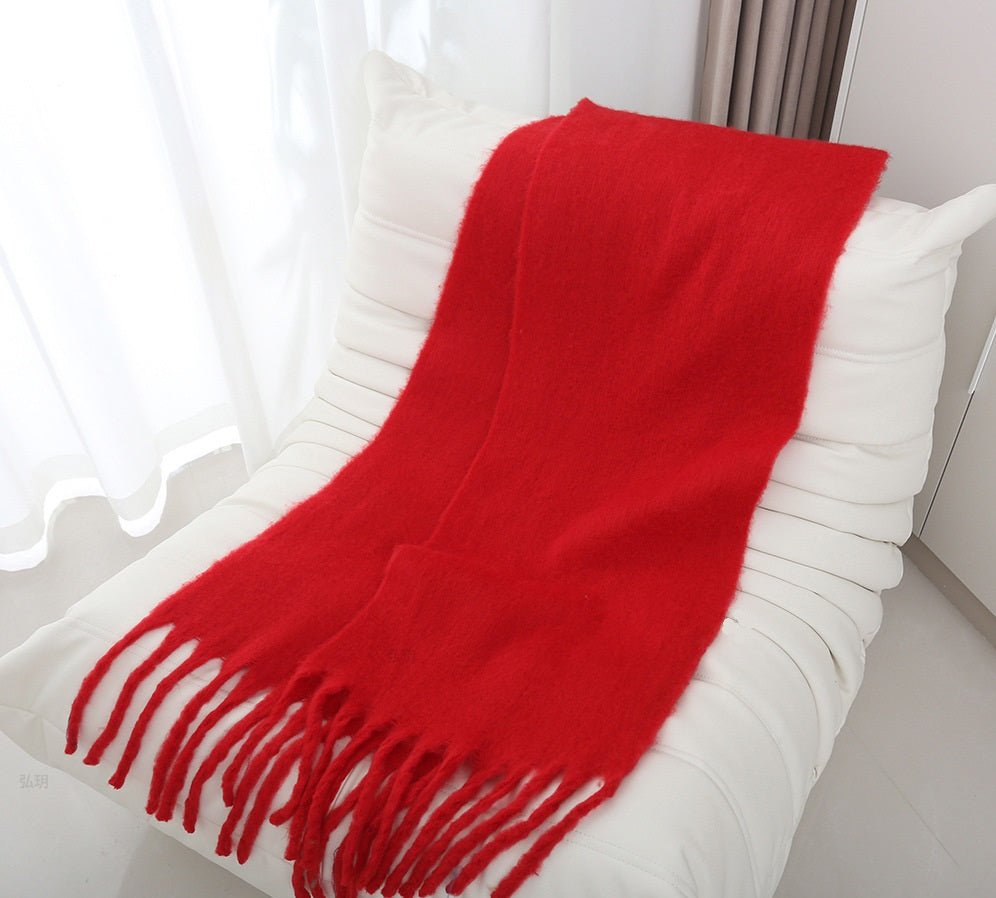 Mohair Braided Tassel Thick Scarf