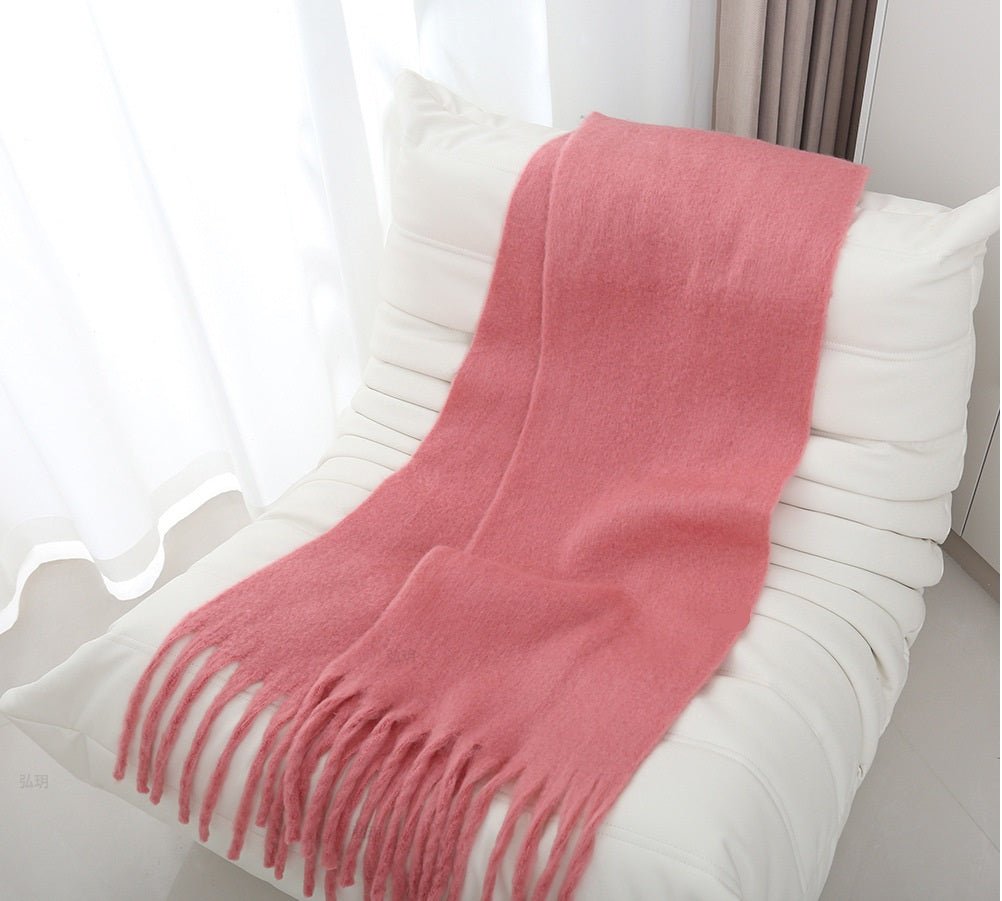 Mohair Braided Tassel Thick Scarf