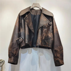 Mottled Vegan Leather Short Jacket