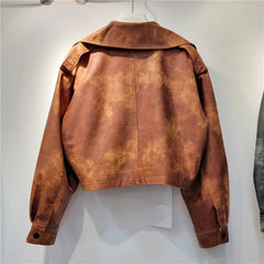 Mottled Vegan Leather Short Jacket
