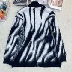 Multi-Pattern Wool Cardigan