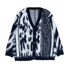 Multi-Pattern Wool Cardigan