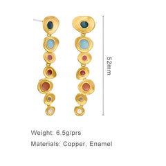 Multicolor Cold Enamel Copper Earrings