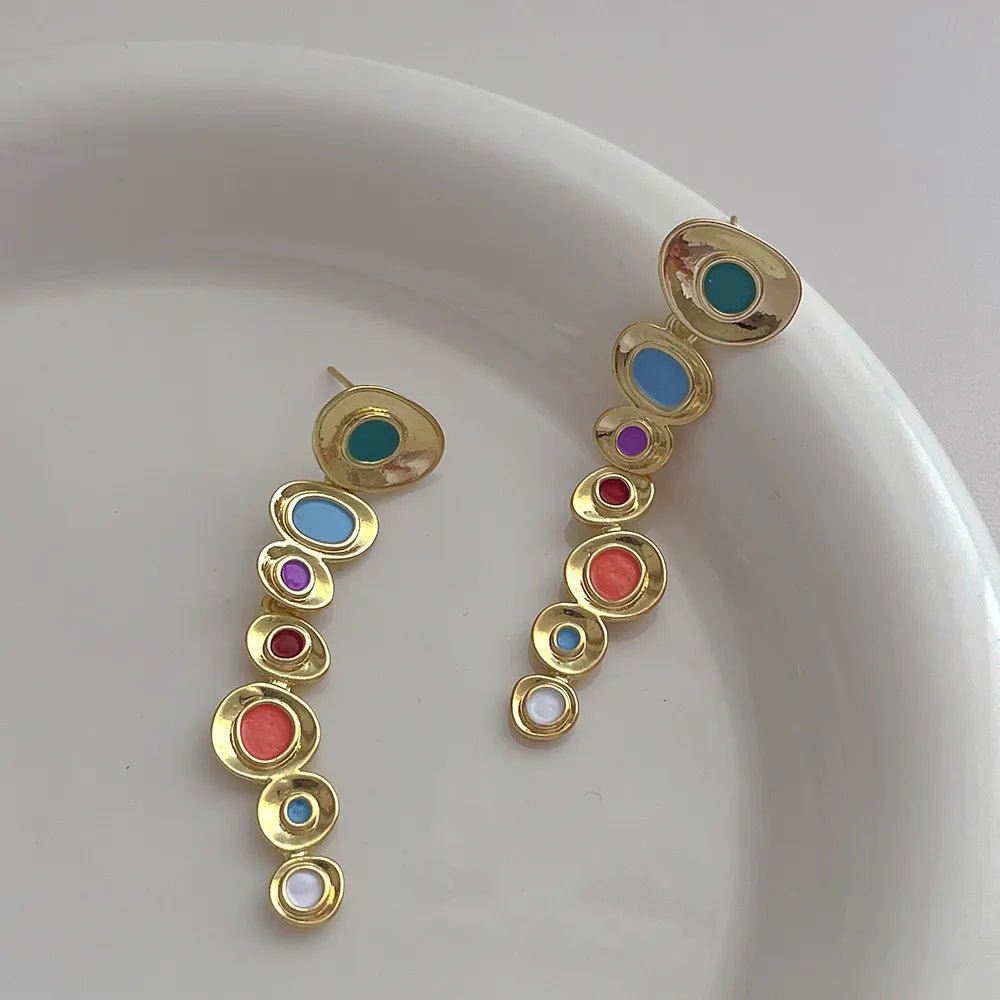 Multicolor Cold Enamel Copper Earrings
