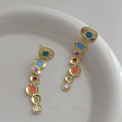 Multicolor Cold Enamel Copper Earrings