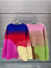 Multicolor Patch Pockets Knit Cardigan